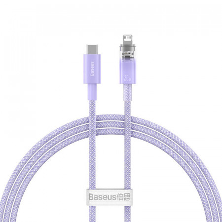 Cablu de incarcare rapida Baseus USB-C la seria Lightning Explorer 1m, 20W (violet) - Img 2