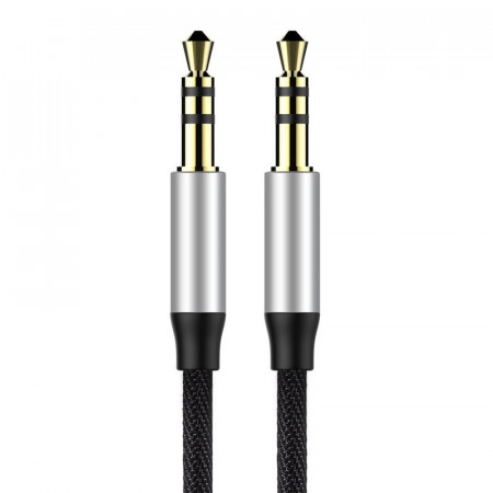 Cablu mini jack audio 3.5 mm AUX Baseus Yiven 1m , negru + argintiu - Img 3
