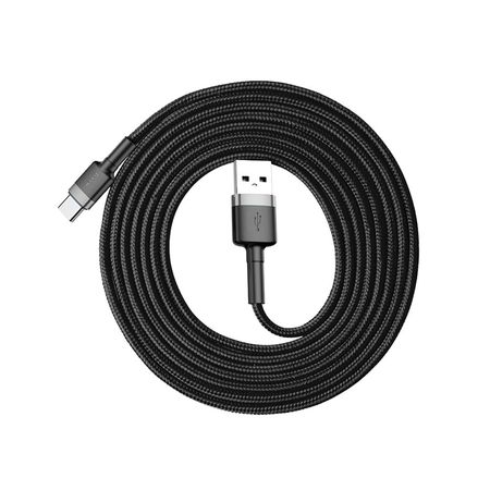 Cablu Type C , QC3.0 , 2.4A , 2M, BASEUS Cafule Durable Nylon, negru+gri - Img 4