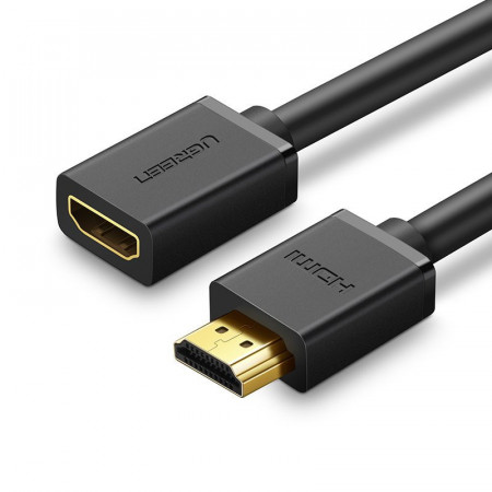 Cablu Ugreen HDMI (mama) - HDMI (tata) 4K 10,2 Gbps 340 Mhz audio ethernet 1 m black (HD107 10141)