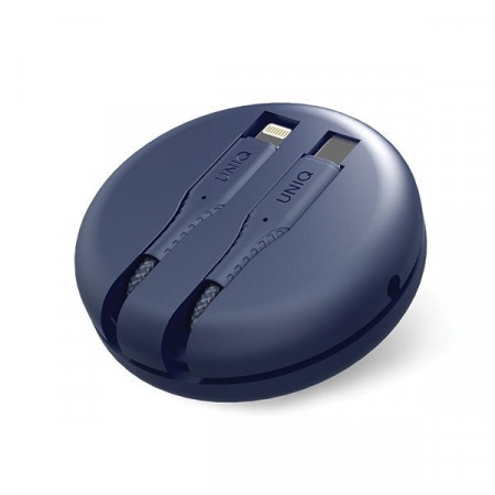 Cablu UNIQ MFI Halo cu cablu retractabil USB-C la Lightning 18W 1.2m - albastru - Img 6