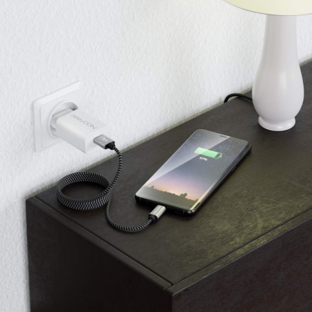 Cablu USB-C la USB-C deleyCON 2 m, Împletitură din Nailon, Conectori Metalici, Încărcare Rapidă și Sincronizare Date, pentru Smartphone și Tablete - Img 4