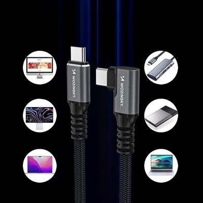 Cablu USB-C Thunderbolt 4 Wozinsky WPS2-UY41S, unghiular, 240W, 2m - Negru - Img 7