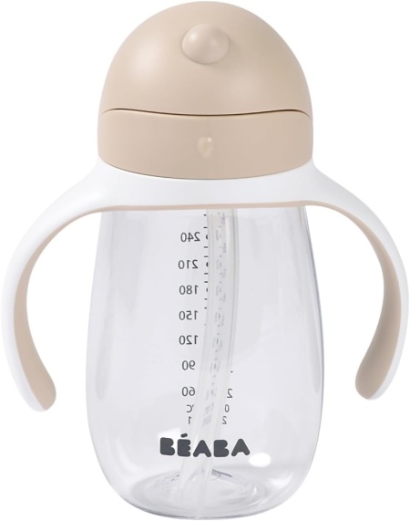 Cană de Învățare cu Pai BÉABA 300 ml din Tritan, 100% Anti-Scurgere, Mânere Detașabile, Fără Scurgeri chiar și Deschisă, De la 8 Luni, Nuanță Clay - Img 2