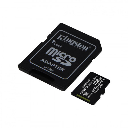 Card de memorie MicroSD Kingston Canvas GO Plus, 128GB, Clasa 10, UHS-I, Adaptor inclus