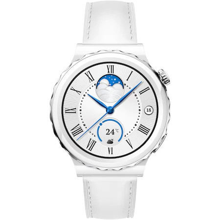 Ceas smartwatch Huawei Watch GT 3 PRO, Leather Strap, White - Img 5