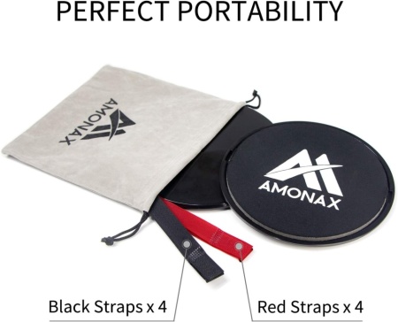 Discuri Glisante pentru Fitness Amonax cu Benzi de Fixare pentru Picioare, Glisiere Duble pentru Antrenament Full Body, Abdomen și Core, Compatibile cu Orice Suprafață, cu Geantă de Transport Inclusă - Img 2