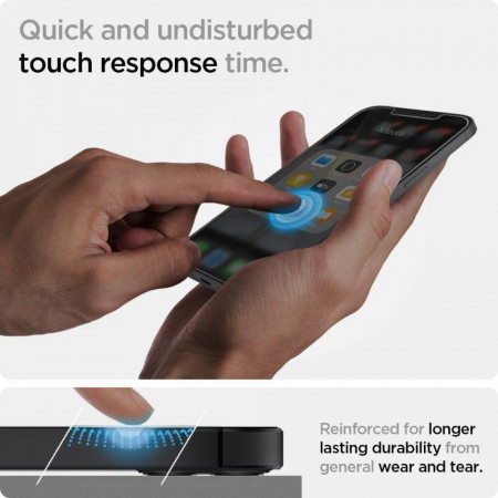 Folie din sticla securizata Spigen Glass.Tr "Ez Fit" Pachet de 2 Iphone 12 Mini - Img 4