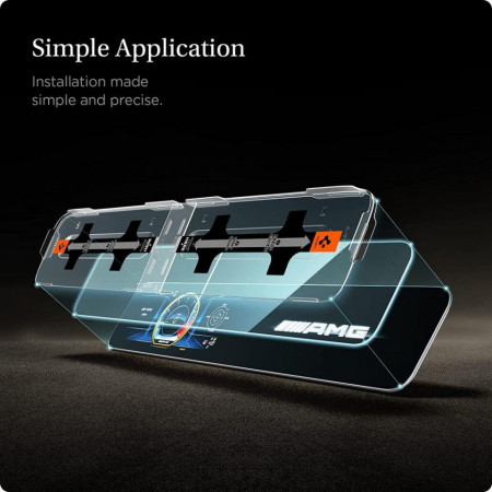 Folie protectie display cu aplicator pentru Mercedes E-CLASS 2020 / 2021, SPIGEN GLAS.TR ”EZ FIT” - Img 4