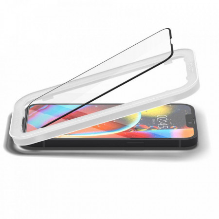 Folie sticla cu sistem de montare Case friendly Spigen ALM Glass FC compatibila cu iPhone IPHONE 13/13 PRO - Img 6