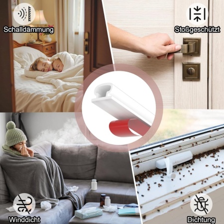 Garnitură Adezivă Autocolantă pentru Uși și Ferestre Typec Home, Profil D, Din TPE Gros, Hidroizolantă, Fonoizolantă, Compatibilă Fante 2.5 - 5 mm, Lungime 12 metri, Culoare Alb - Img 4