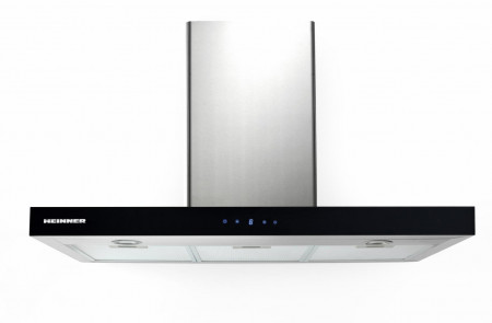 Hota incorporabila decorativa Heinner DCH-6590TIX, Putere absorbtie 623.9 m3/h, 1 motor, 90 cm, Control touch, Timer, Inox + front sticla neagra - Img 2