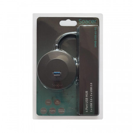 HUB extern Spacer USB 3.2, negru - Img 2