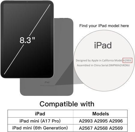 Husă de Protecție Tri-Fold pentru iPad mini 7 A17 Pro (2024) / iPad mini 6 (2021), Smart Cover cu Funcție Auto Sleep/Wake, Spate Mat Translucid, Albastru Închis (Navy Blue) - Img 6