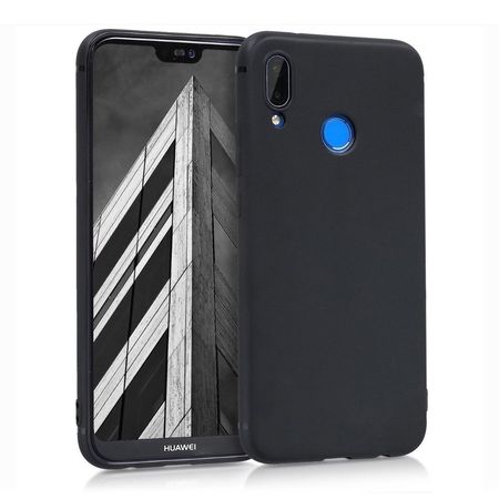 Husa telefon din silicon flexibil cu interior din material impotriva zgarieturilor , Gema Mixt pentru Huawei P20 Lite , negru