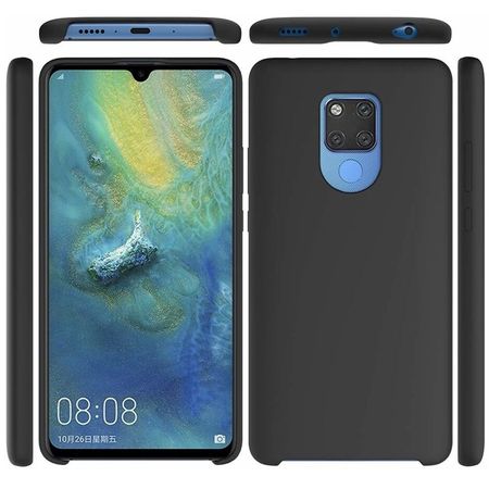 Husa telefon din silicon flexibil cu interior din material microfibra impotriva zgarieturilor , Gema Mixt pentru Huawei Mate 20 , negru - Img 2