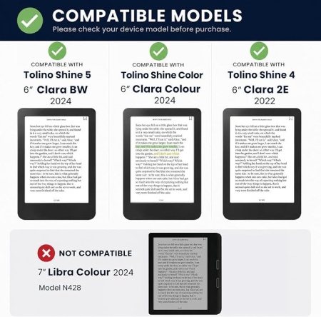 Husă tip carte compatibilă cu Kobo Clara Colour / BW / 2E (ecran 6"), funcție Auto Sleep/Wake, închidere magnetică, protecție completă, Verde Agave - Img 3