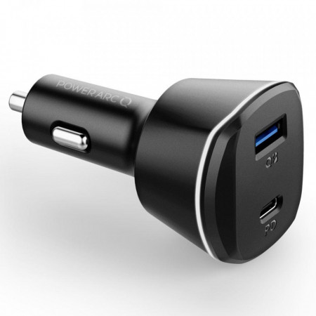 Incarcator auto cu 2 porturi SPIGEN PC1800 POWERARC PD30W/QC.3.0 BLACK - Img 3
