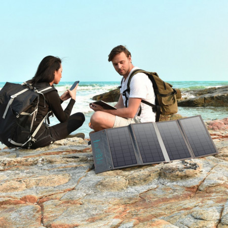 Incarcator solar pliabil Choetech Solar fotovoltaic 36W USB / USB tip C (94 x 36 cm) Gri (SC006) - Img 7