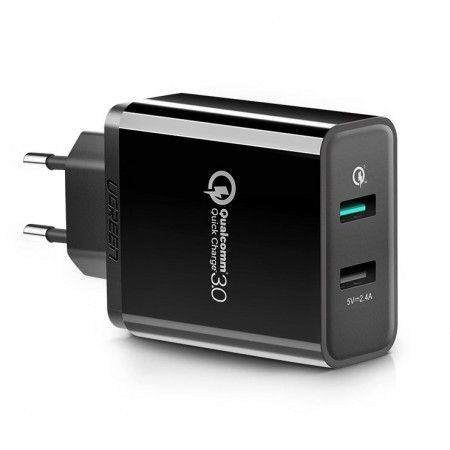 Incarcator UGREEN Quick Charge 3.0 2x USB 30W 3A - negru