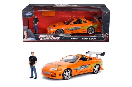 JADA FAST AND FURIOUS SET FIGURINA BRIAN SI MASINUTA METALICA TOYOTA SUPRA 1 LA 24 - Img 3