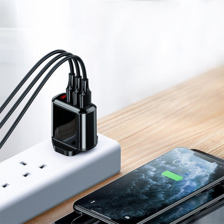 Joyroom 3x USB 3,4 Un incarcator digital inteligent de perete (mufa britanica) negru (HKL-USB59) - Img 8