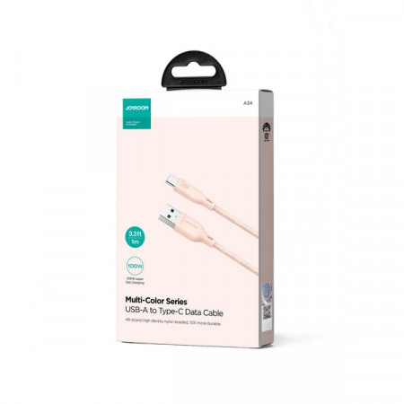 Joyroom Multi-Color Series SA34-AC6 Cablu USB-A / USB-C 100W Transfer rapid 1m - Roz - Img 2