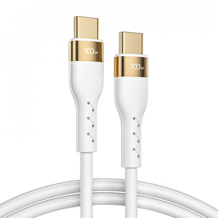 Joyroom Silicon Liquid USB Tip C - Cablu de incarcare/date USB Tip C PD 100W 1,2m alb (S-1250N18-10)