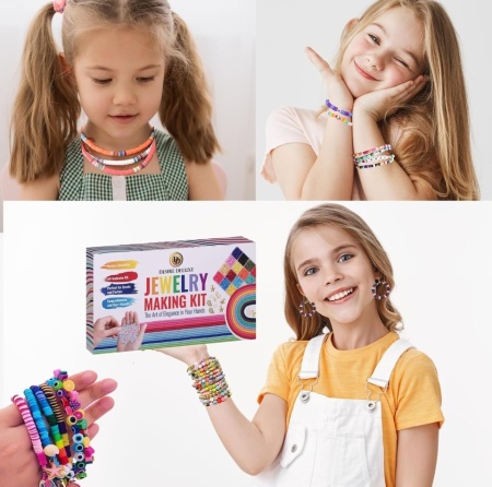 Kit Complet pentru Creare Brățări și Coliere din Mărgele de Lut Fimo (6084 Piese), Set DIY pentru Bijuterii cu Litere și Pandantive, Cadou Creativ pentru Fete - Img 3