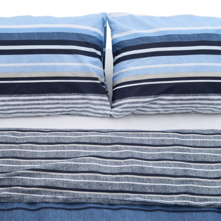 Lenjerie dubla,100% bumbac,4 piese, Azul - Img 2
