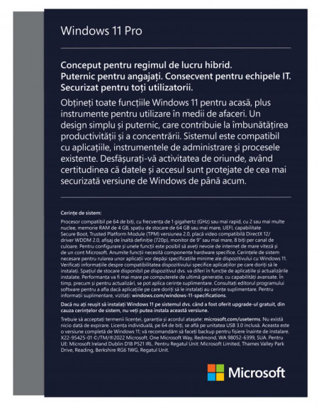 Licenta retail Microsoft Windows 11 Pro 32-bit/64-bit Romanian USB - Img 2