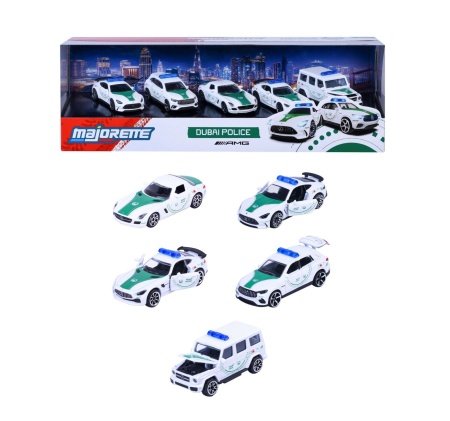 MAJORETTE SET 5 MASINUTE DE POLITIE DUBAI METALICE MERCEDES AMG 7.5CM - Img 3