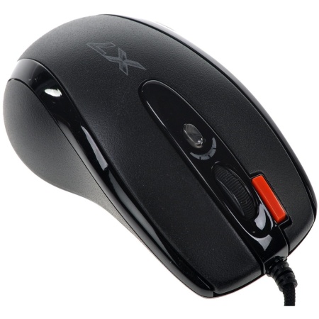 MOUSE A4tech, gaming, cu fir, USB, optic, 2000 dpi, butoane/scroll 6/1, buton selectare viteza, negru, "X-710BK" (timbru verde 0.18 lei) - Img 2