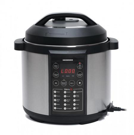Multicooker cu gatire sub presiune Heinner HPCK-6IX, 3.8 L, 15 programe, Vas antiadeziv detasabil, Presiune reglabila, Timer, Display led, Inox