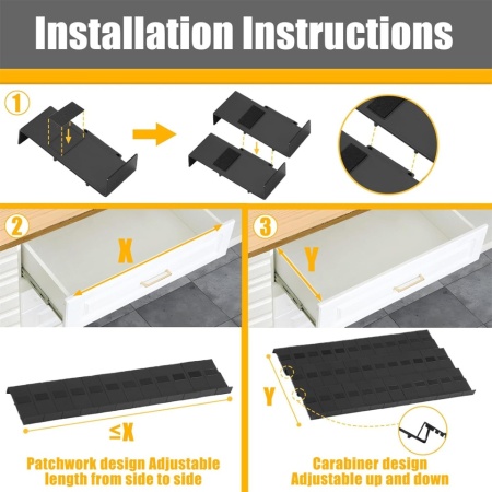 Organizator Modular Extensibil pentru Sertar de Condimente Famhap (24 Piese, Culoare Neagră), Potrivit pentru Sertare cu Lățime între 5 și 120 cm - Img 8