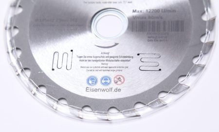 Pânză Circulară pentru Lemn Ø 125 x 22.23 mm cu 24 Dinți TCT din Carbură de Tungsten, Viteză Maximă 12.250 RPM, Tăiere Lemn Masiv, Esențe Tari/Moi și Compozite - Img 4