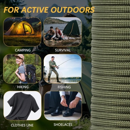 Paracord Negru Romon 4 mm, Coardă de Supraviețuire Tip 550 din Nailon cu 7 Fire Interioare, Rezistență 250 kg, Rolă 50 m, Ideal pentru Camping și Drumeții - Img 2