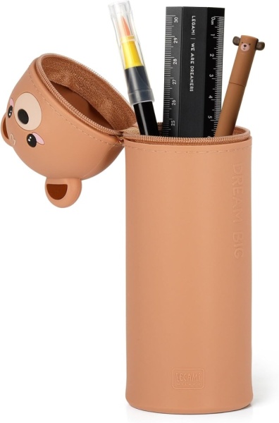 Penar Școlar Kawaii 2-în-1 din Silicon Moale Legami, Model Ursuleț (Teddy), Suport Retractabil de Birou, Închidere cu Fermoar, Înălțime 18.5 cm - Img 8