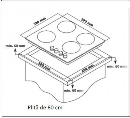 Plita incorporabila Heinner HBH-S584WI-GBK, Gaz, 4 Arzatoare, Aprindere electrica, Gratar fonta, WOK, Sticla neagra - Img 3