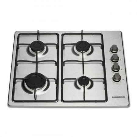 Plita incorporabila Heinner HBH-V4IEIX, Gaz, 4 arzatoare, Aprindere electrica integrata, Control lateral, 58 cm, Inox - Img 2