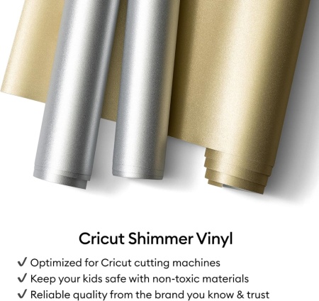 Rolă Folie Adezivă Permanentă Cricut, 30.5 cm × 1.2 m, Shimmer Gold, Compatibilă cu Toate Plottere de Tăiere + Bandă de Transfer - Img 3