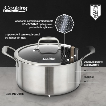 SEMIOALA INOX+CAPAC 28x13CM,7L,TITANIUM3 - Img 6