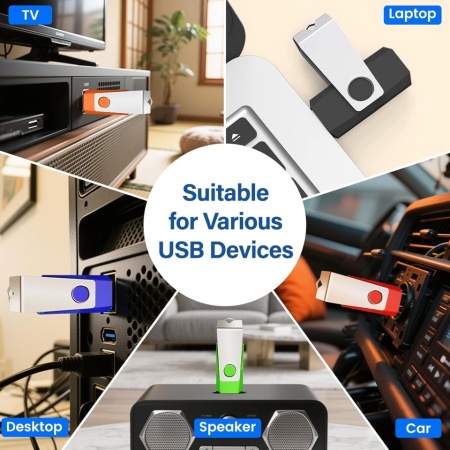 Set 10 Bucăți Stick-uri USB 2.0 Typec Home 8 GB, Memorie Externă USB / Pendrive cu Design Rotativ și Culori Mixte, Include Șnururi Asortate - Img 8