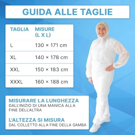 Set 10 x Combinezon de Protecție de Unică Folosință din Polipropilenă (PP) ARNOMED, cu Glugă și Fermoar, Material Nețesut Respirabil, Manșete și Talie Elastice, Mărimea L, Albastru - Img 4