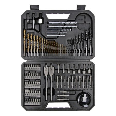 Set 103 Accesorii Bosch Profesional, biti, burghie lemn, metal, zidarie, adaptor, chei tubulare, suport universal, carote, zencuitor