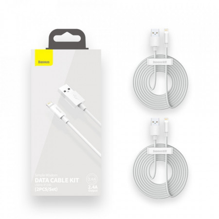 Set 2 cabluri telefon Baseus USB - Lightning fast charging Power Delivery 1,5 m white (TZCALZJ-02) - Img 7