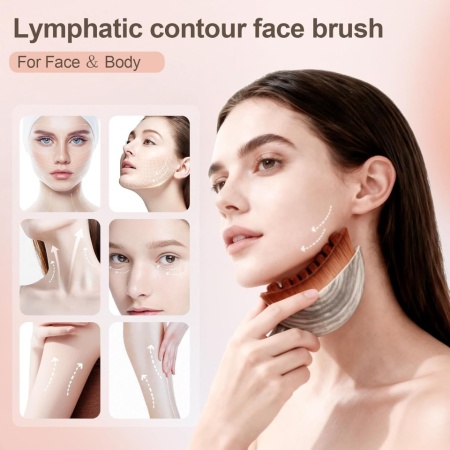 Set 2 Pensule Typec Home pentru Masaj Facial și Drenaj Limfatic, Perie Manuală pentru Conturare, Peri Moi Hipoalergenici, Design Ergonomic - Img 5