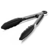 Set 3 clesti de bucatarie din inox cu varfuri din silicon termorezistent, mecanism de blocare, pentru gatit, servire si gratar / BBQ, Negru - Img 7