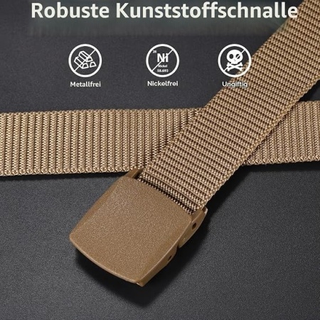 Set 3 Curele Bărbați din Nailon cu Cataramă Plastic, Ajustabile, Fără Metal, Ideale pentru Securitate Aeroport și Activități Outdoor - Img 3