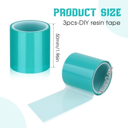 Set 3 Role Bandă Adezivă Termorezistentă pentru Rășină Epoxidică și UV, Lățime 5 cm (2 Inch) x 5 m, Bandă PET Fără Reziduuri pentru Turnare Pandantive, Bijuterii Handmade și Rame Metalice Deschise - Img 5